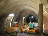 Working on the ’eggbox’ style tunnel lining in Martello Tunnel