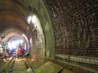 A more detailed view of the tunnel lining in Martello Tunnel